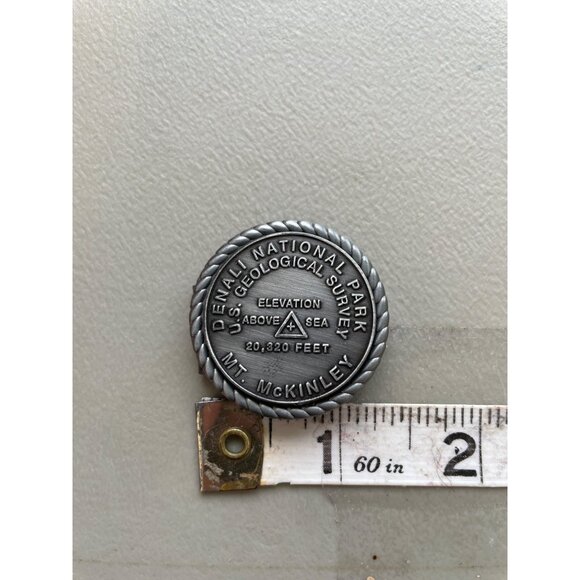 Denali National Park Mt. McKinley Medallion Clip 20320 Feet Elevation Pewter - Picture 3 of 3